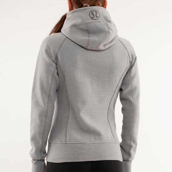 Lululemon Scuba Hoodie*Microstripe Full Zip Cotton Fleece Sweatshirt- Size 6 - Picture 2 of 14